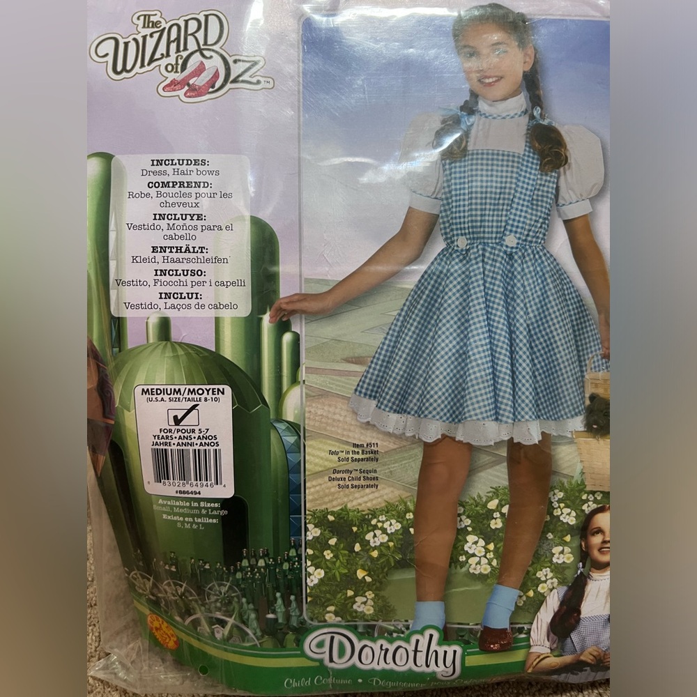 Girls WIZARD OF OZ Dorothy costume. With Toto and shoes (size 13 girls)